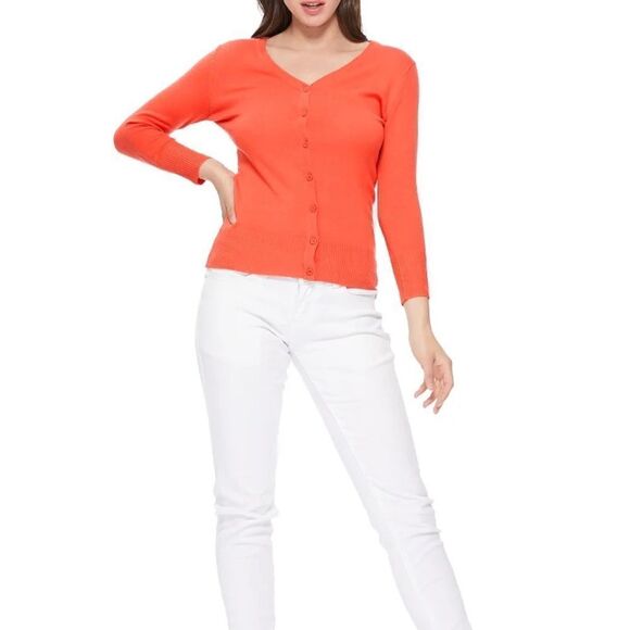 Yemak 3/4 Sleeve V-Neck Cardigan Sweater Blackberry Purple S NWT IN PACKAGE - Picture 7 of 13